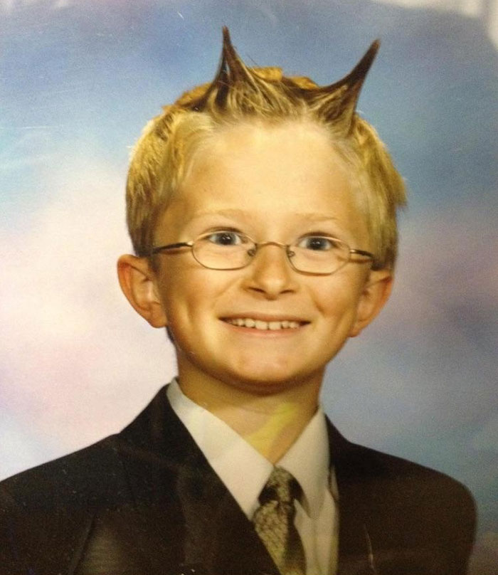 For My 2nd Grade Photo I Vouched For The Satan's-Child-Lawyer Look